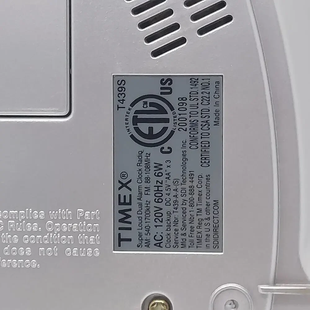 Timex T439S Dual Alarm Clock Radio Multi-Direction Sound Chamber AM/FM MP3
